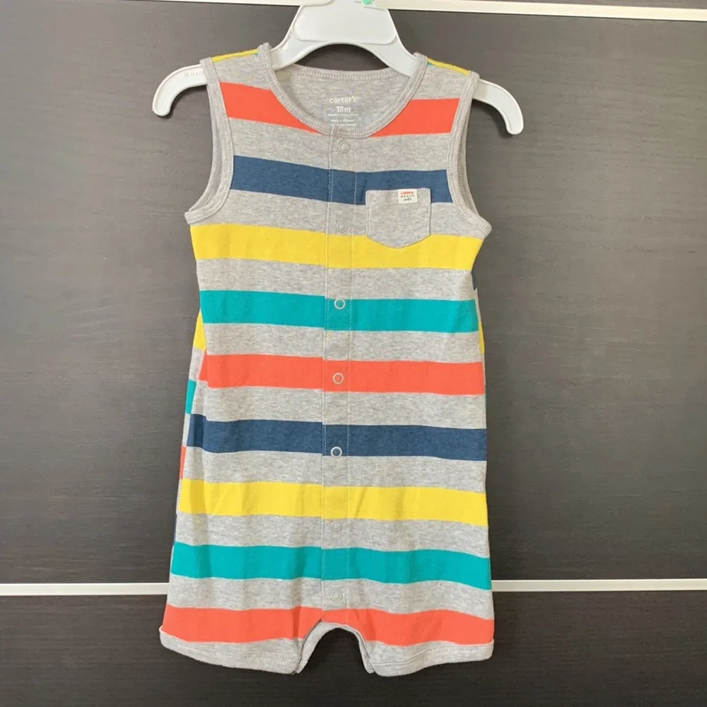 Carter’s Baby Boys Striped Snap-Up Sleeveless Romper